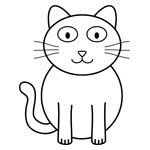 Ella the happy cat colouring page thumbnail